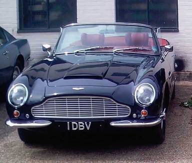 UK Number Plate 1 DBV on a 1967 Blue Aston Martin DB6