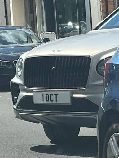 UK Number Plate 1 DCT on a 2022 Grey Bentley Bentayga V8 Azure Auto