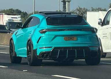 UK Number Plate 1 DMO on a 2020 Black Lamborghini Urus V8 Auto