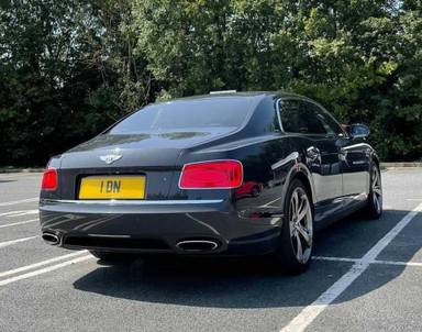 UK Number Plate 1 DN on a 2015 Grey Bentley Flying Spur