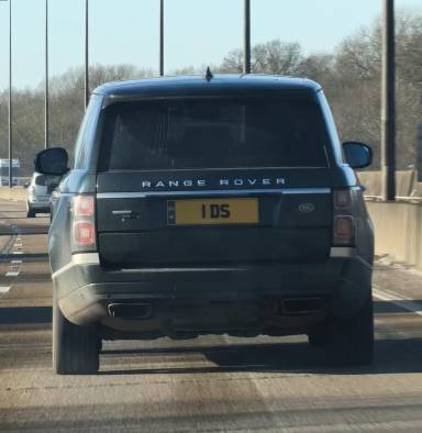 UK Number Plate 1 DS on a 2020 Green Land Rover Range Rover
