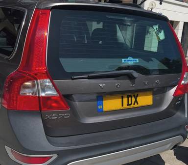 UK Number Plate 1 DX on a 2010 Grey Volvo Xc70