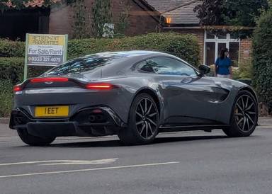 UK Number Plate 1 EET on a 2020 Grey Aston Martin Vantage