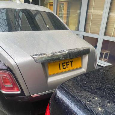UK Number Plate 1 EFT on a 2018 Purple Rolls Royce Phantom
