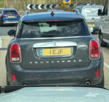 UK Number Plate 1 EJF on a 2019 Grey Mini Countryman