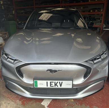 UK Number Plate 1 EKV on a 2022 Silver Ford Mustang Mach-E Ext Range Awd