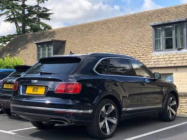 UK Number Plate 1 EO on a 2016 Blue Bentley Bentayga