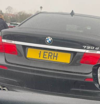UK Number Plate 1 ERH on a 2011 Black BMW 7 Series