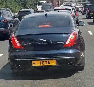UK Number Plate 1 ETA on a 2017 Blue Jaguar XJ