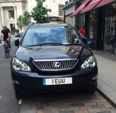 UK Number Plate 1 EUU on a 2014 Blue Lexus RX