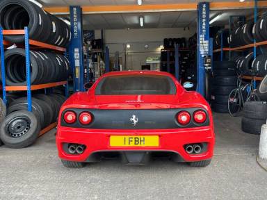 UK Number Plate 1 FBH on a 2000 RED Ferrari 360 Modena