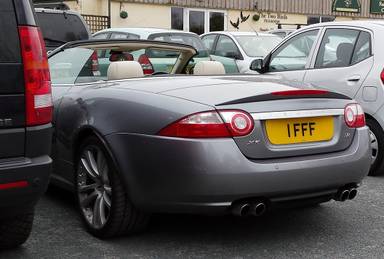 UK Number Plate 1 FFF on a 2008 Grey Jaguar XKR