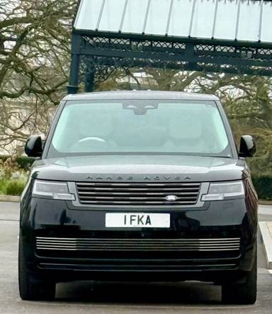 UK Number Plate 1 FKA on a 2024 Black Land Rover Range Rover Sv Mhev Auto