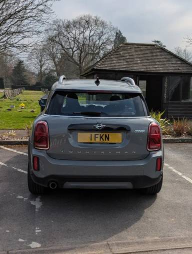 UK Number Plate 1 FKN on a 2020 Grey Mini Countryman