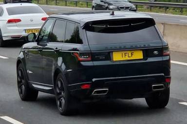 UK Number Plate 1 FLF on a 2021 Green Land Rover R Rover Sport Hse Dyn Phev A