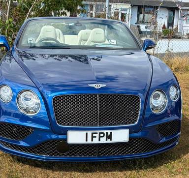 UK Number Plate 1 FPM on a 2017 Blue Bentley Continental Gt