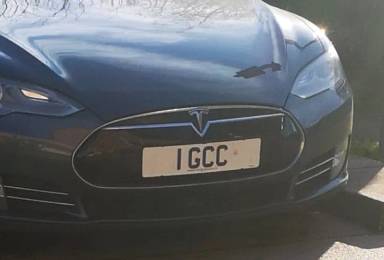 UK Number Plate 1 GCC on a 2015 Silver Tesla Model S