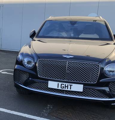 UK Number Plate 1 GHT on a 2023 Blue Bentley Bentayga V8 S Auto