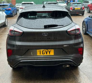 UK Number Plate 1 GVY on a 2022 Grey Ford Puma St-Line X Mhev
