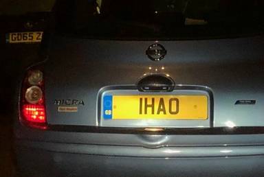 UK Number Plate 1 HAO on a 2010 Blue Nissan Micra