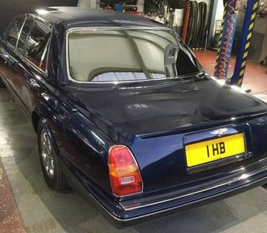 UK Number Plate 1 HB on a 1995 Blue Bentley Limo