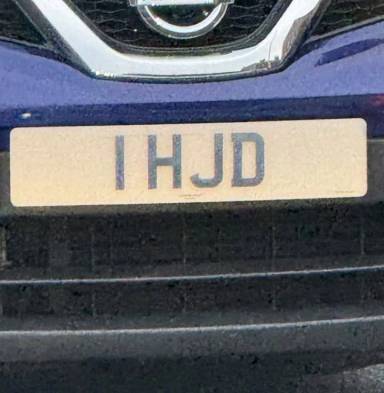 UK Number Plate 1 HJD on a 2016 Blue Nissan Qashqai