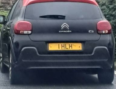 UK Number Plate 1 HLH on a 2018 Black Citroen C3