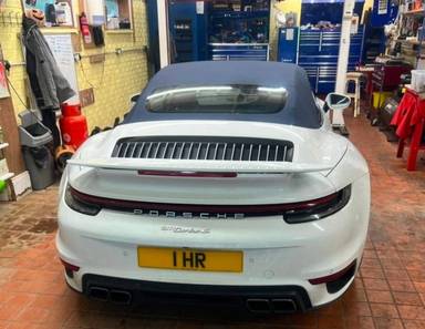 UK Number Plate 1 HR on a 2020 White Porsche 911 Turbo S S-A