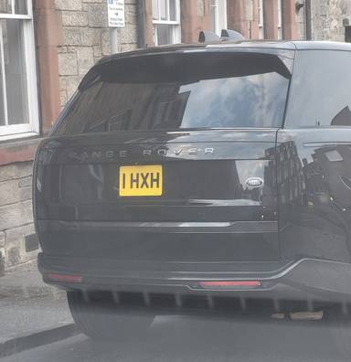 UK Number Plate 1 HXH on a 2023 Black Land Rover Range Rover Autobio D Mhev A