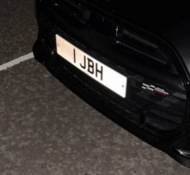 UK Number Plate 1 JBH on a 2024 Black Mini John Cooper Works Auto