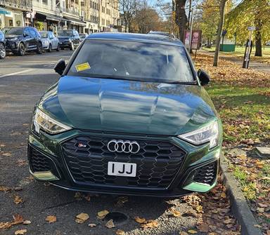 UK Number Plate 1 JJ on a 2021 Blue Audi S3 Tfsi Quattro S-A
