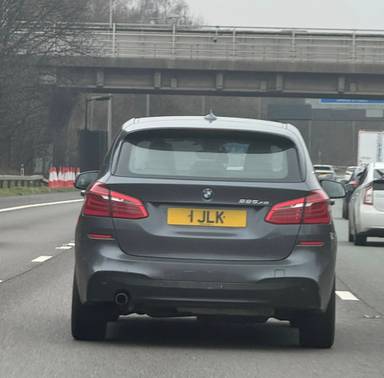 UK Number Plate 1 JLK on a 2017 Grey BMW 2 Series