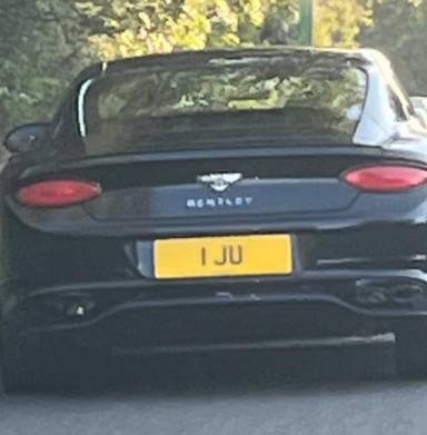UK Number Plate 1 JU on a 2024 Blue Bentley Continental Gt S V8 Auto