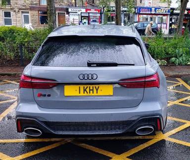 UK Number Plate 1 KHY on a 2024 Grey Audi Rs 6 Crbn Blk Tfsi Mhev Quat A