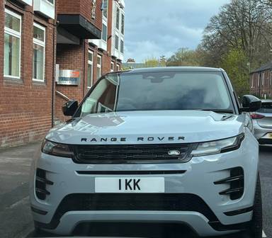 UK Number Plate 1 KK on a 2024 Grey Land Rover R Rover Evoque Dyn Hse Dmhev A