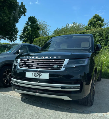 UK Number Plate 1 KRP on a 2022 Black Land Rover Range Rover First Edition Auto