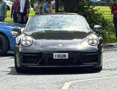 UK Number Plate 1 KUK on a 2022 Black Porsche 911 Targa 4 Gts S-A