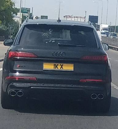 UK Number Plate 1 KX on a 2022 Black Audi Sq7 Vorsprung Tfsi Quattro A
