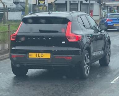 UK Number Plate 1 LC on a 2021 Black Volvo Xc40 First Edition P8 Awd
