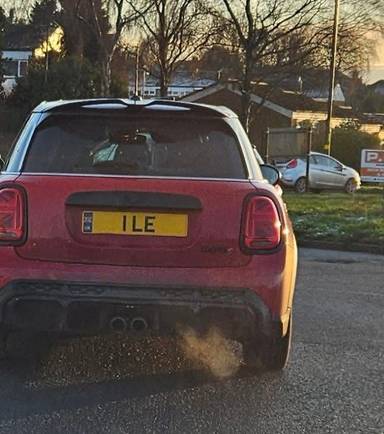 UK Number Plate 1 LE on a 2024 RED Mini