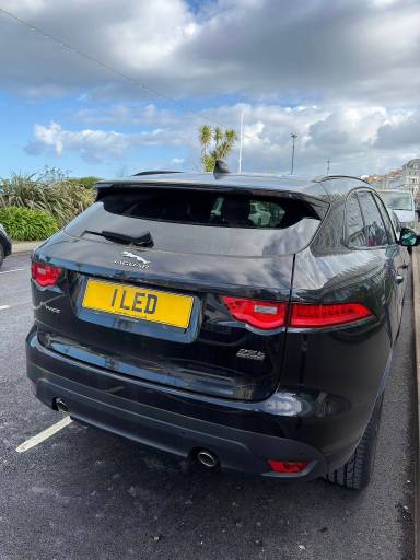 UK Number Plate 1 LED on a 2020 Black Jaguar F-Pace