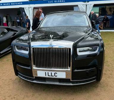 UK Number Plate 1 LLC on a 2018 Black Rolls Royce Phantom