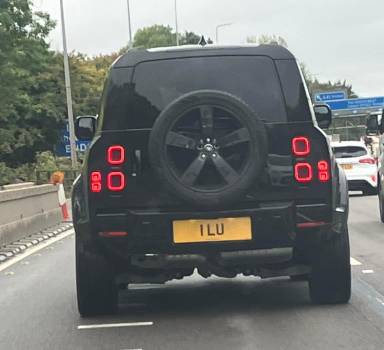 UK Number Plate 1 LU on a 2024 Black Land Rover Defender X-Dynamic Se D Mhev A