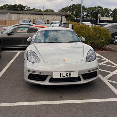 UK Number Plate 1 LXB on a 2025 Grey Porsche 718 Cayman Style Edition S-A