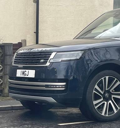UK Number Plate 1 MGJ on a 2023 Blue Land Rover Range Rover Se D Mhev Auto