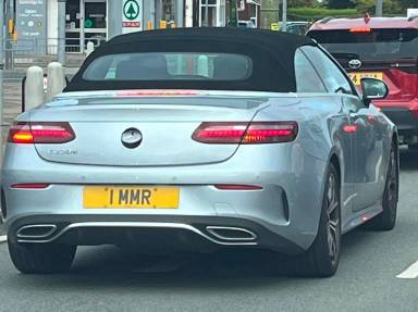 UK Number Plate 1 MMR on a 2023 Silver Mercedes-Benz E 220 Amg Line Premium D Auto