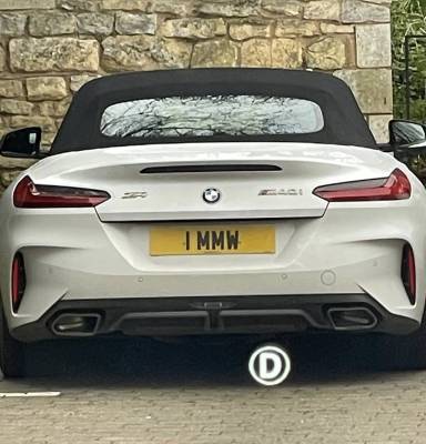 UK Number Plate 1 MMW on a 2022 White BMW Z4