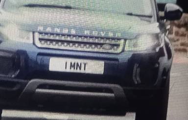 UK Number Plate 1 MNT on a 2018 Blue Land Rover Range Rover Evoque