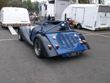 UK Number Plate 1 MOG on a 1977 Blue Morgan Plus 8