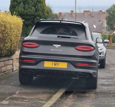 UK Number Plate 1 MY on a 2024 Black Bentley Bentayga S V8 Auto